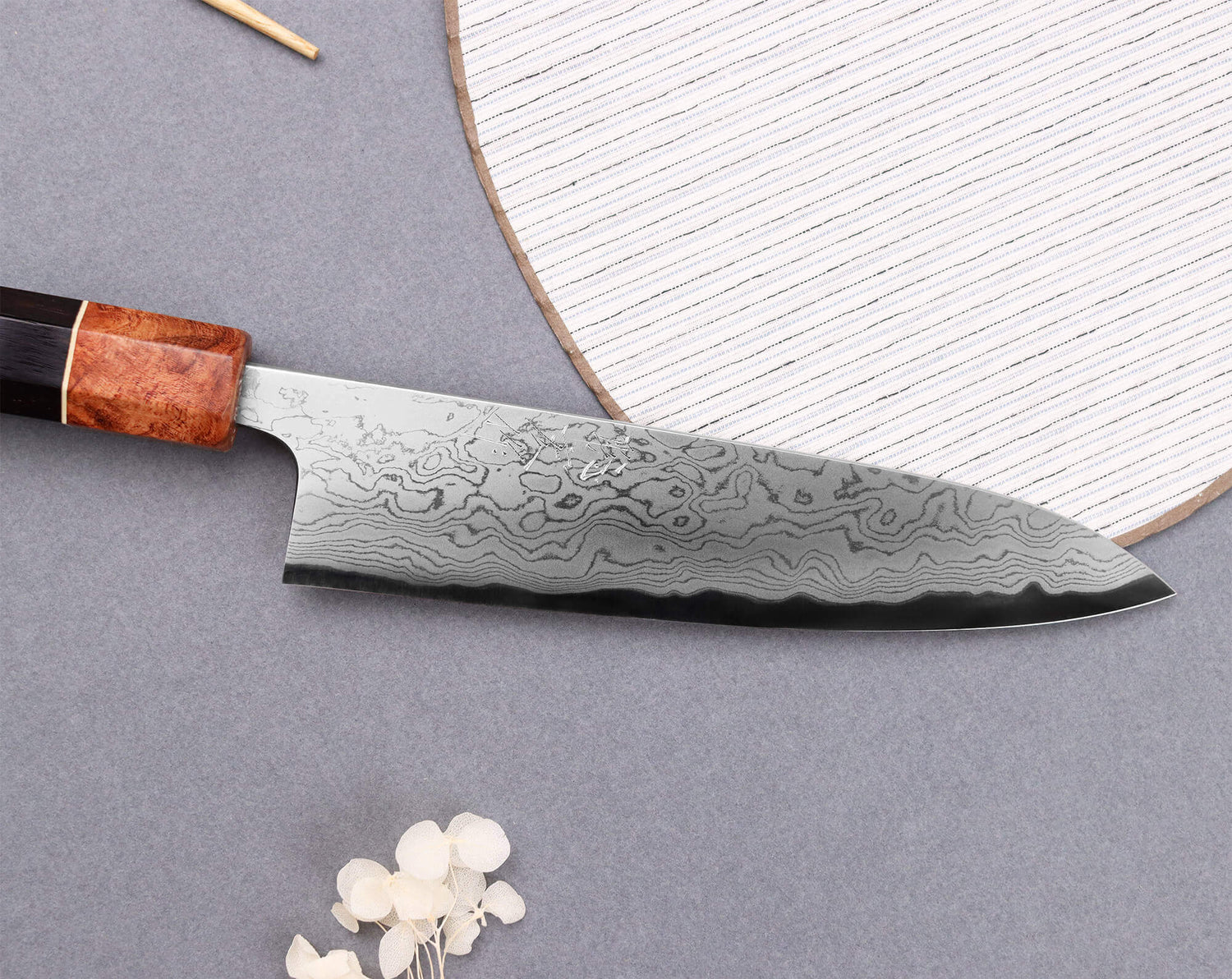 Couteau de chef 18cm japonais artisanal Toshihiro Wakui Aogami 2 damas laminé