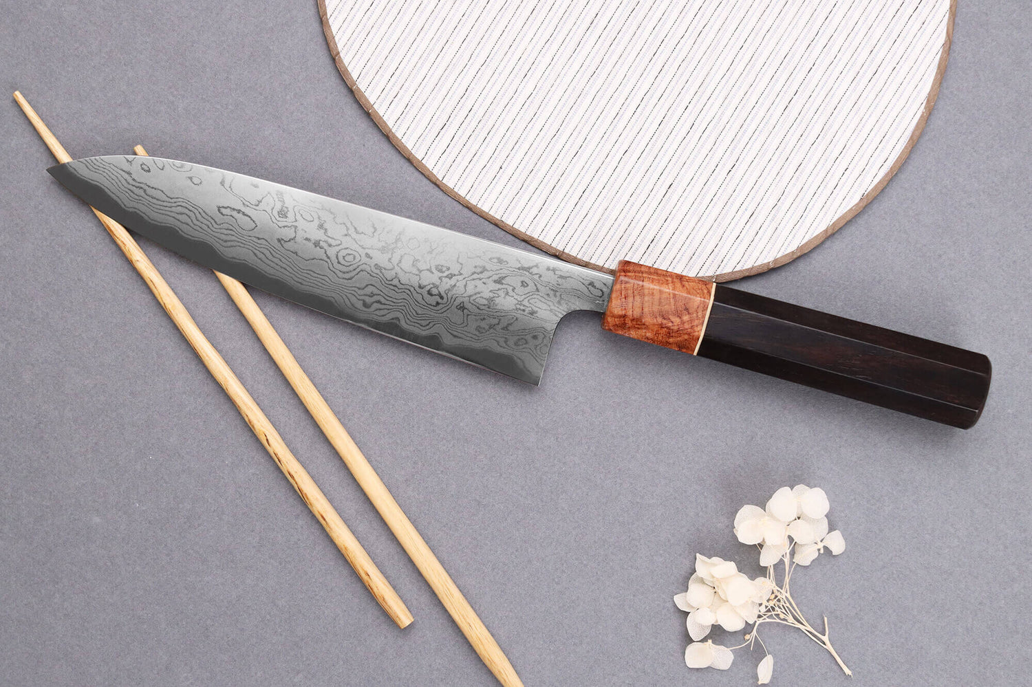 Couteau de chef 18cm japonais artisanal Toshihiro Wakui Aogami 2 damas laminé