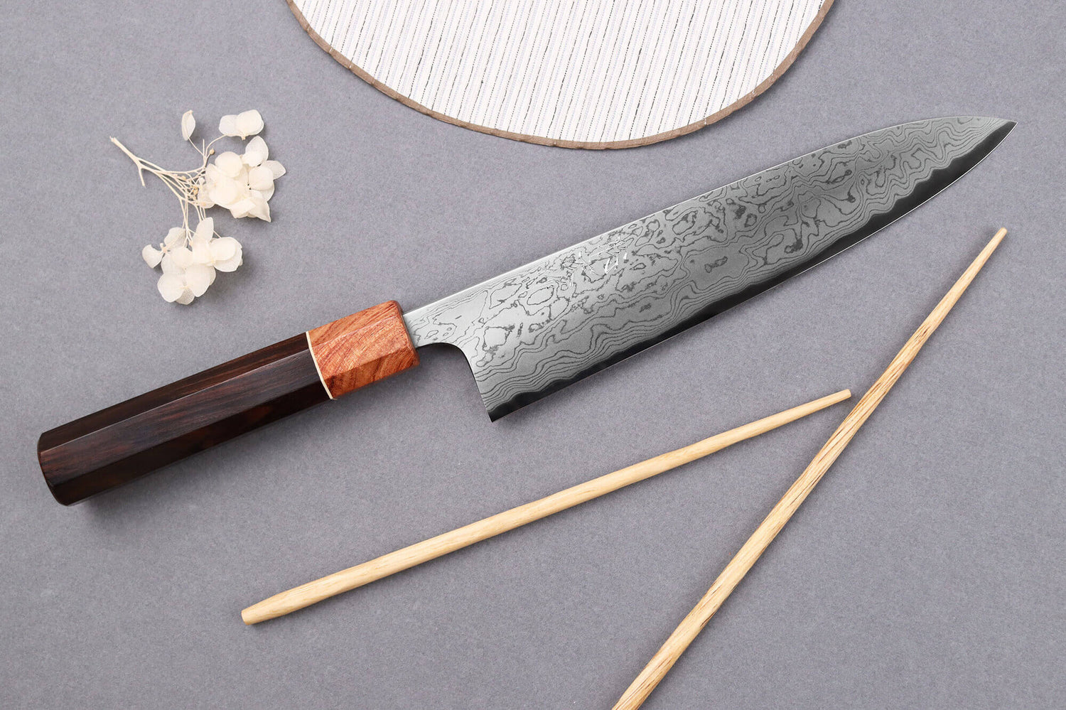 Couteau de chef 21cm japonais artisanal Toshihiro Wakui Aogami 2 damas laminé
