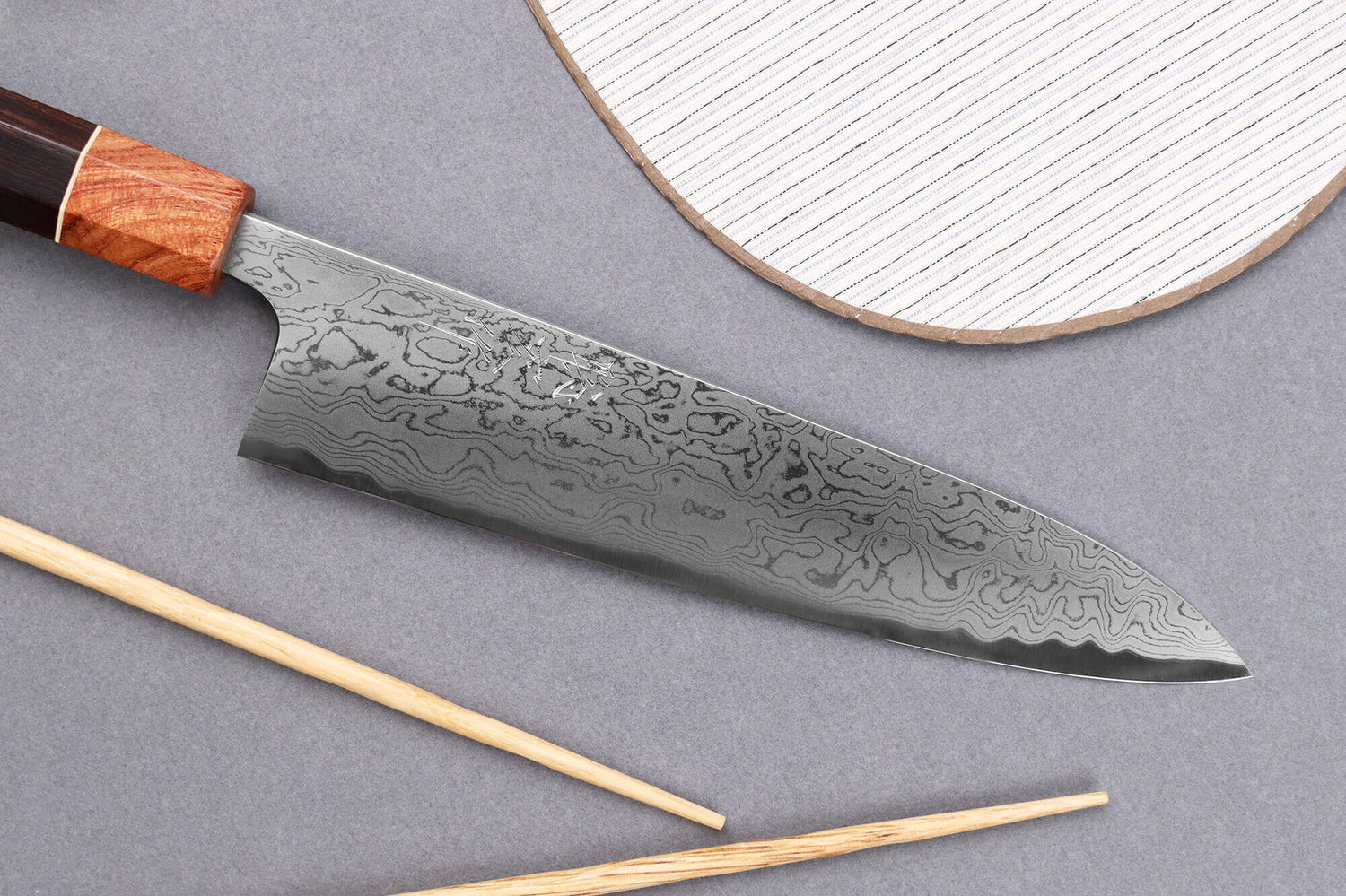 Couteau de chef 21cm japonais artisanal Toshihiro Wakui Aogami 2 damas laminé