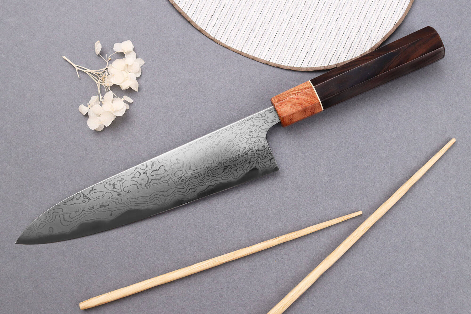Couteau de chef 21cm japonais artisanal Toshihiro Wakui Aogami 2 damas laminé