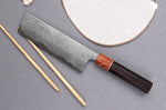 Couteau nakiri 16,5cm japonais artisanal Toshihiro Wakui Aogami 2 damas laminé
