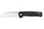 Couteau pliant QSP Penguin 130TRD manche en fibre de carbone noir et rouge 10,2cm