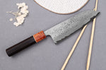 Couteau santoku 16,5cm japonais artisanal Toshihiro Wakui Aogami 2 damas laminé