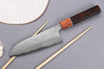 Couteau santoku 16,5cm japonais artisanal Toshihiro Wakui Aogami 2 damas laminé