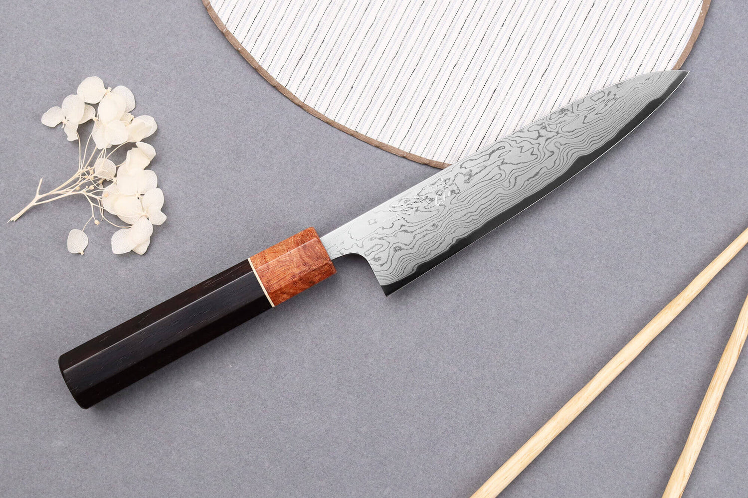 Couteau universel 15cm japonais artisanal Toshihiro Wakui Aogami 2 damas laminé