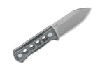 Couteau QSP Canary 141D1 lame en inox 7cm manche ajouré en micarta denim + étui kydex