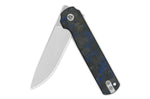Couteau pliant QSP Lark 144E manche carbone/G10 noir et bleu 10,8cm