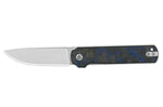 Couteau pliant QSP Lark 144E manche carbone/G10 noir et bleu 10,8cm
