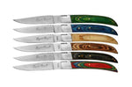 Coffret de 6 couteaux de table Prestige Laguiole Bougna manches bois colorés