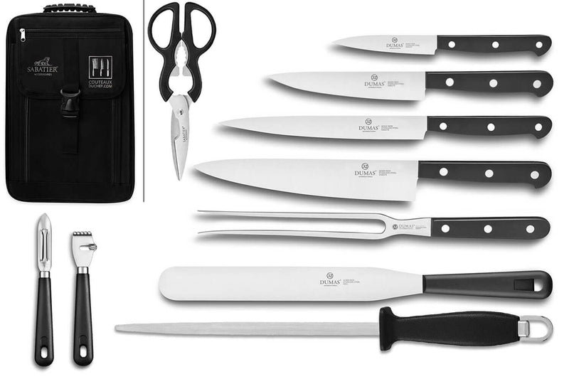 Sac spécial chef Sabatier 32 Dumas Cuisineco 4 couteaux + 6 ustensiles - Exclusivité