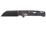 Couteau pliant QSP Penguin 130SJF2 lame noire manche en carbone multicolore 10,3cm