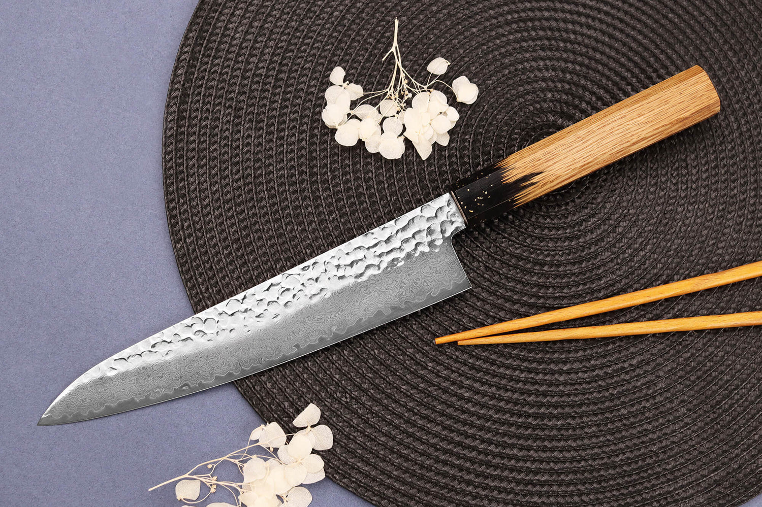 Couteau de chef 21cm japonais Sakai Takayuki Kashi Urushi VG10 damas