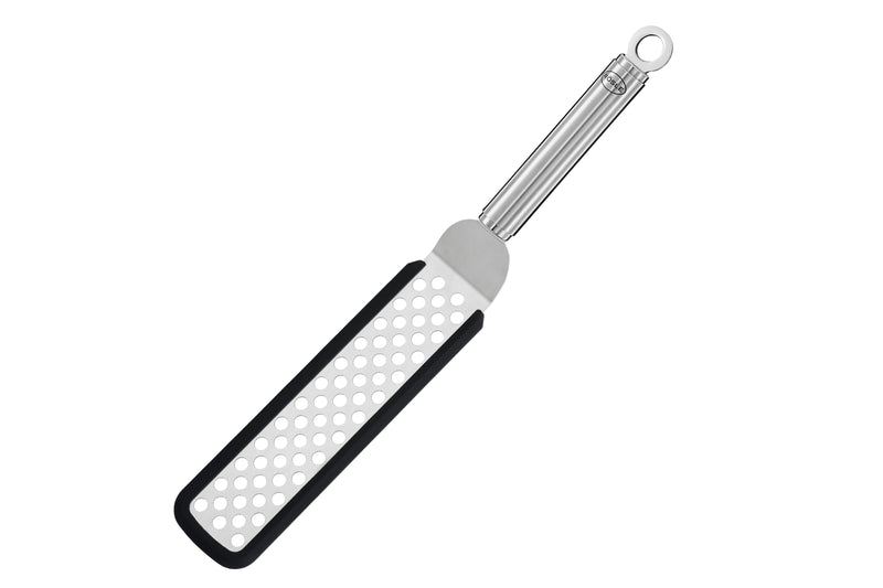 Spatule Rösle coudée perforée en silicone et acier inoxydable 32cm
