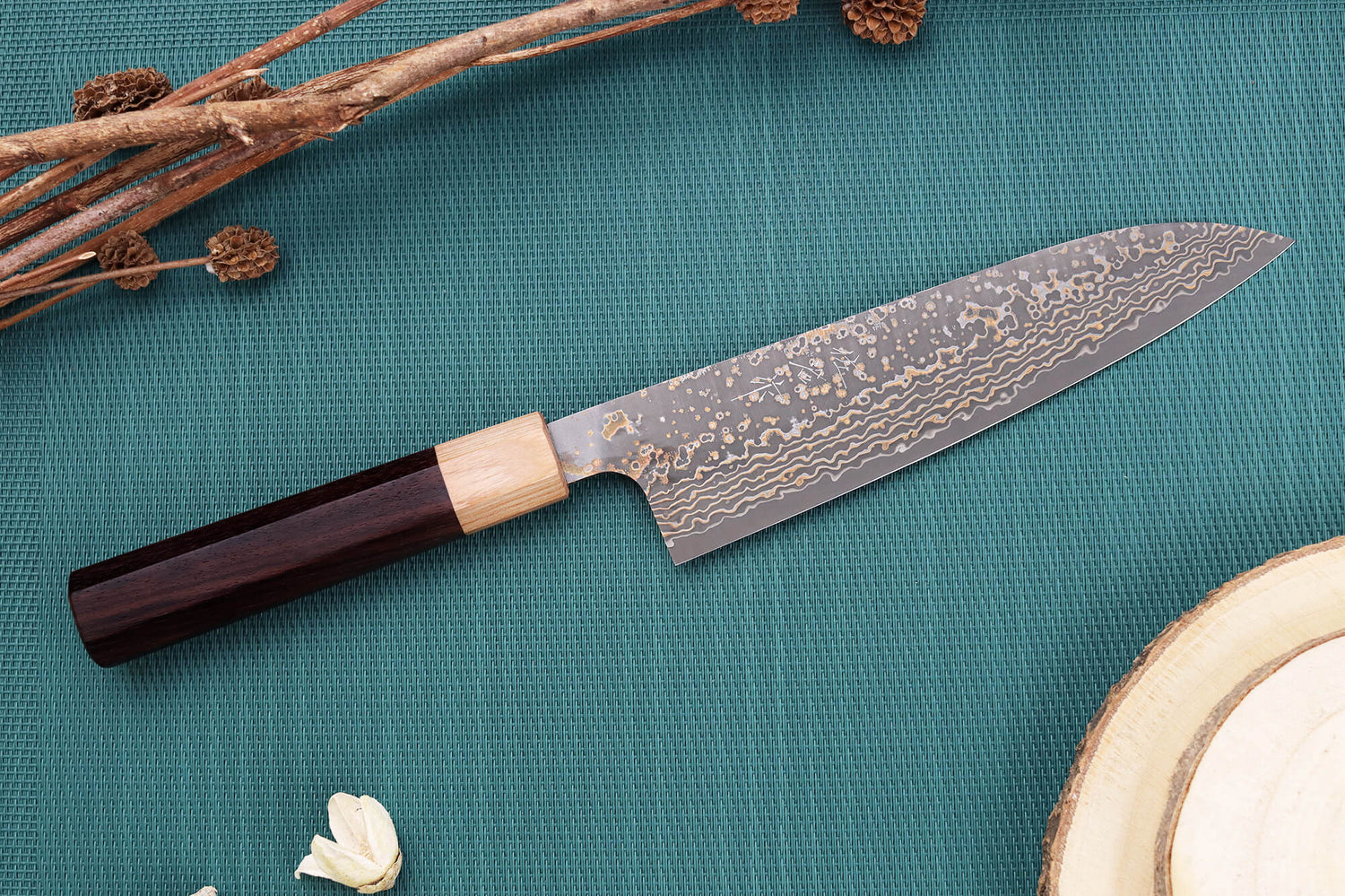 Couteau de chef 18cm japonais artisanal Takeshi Saji VG10 Gold