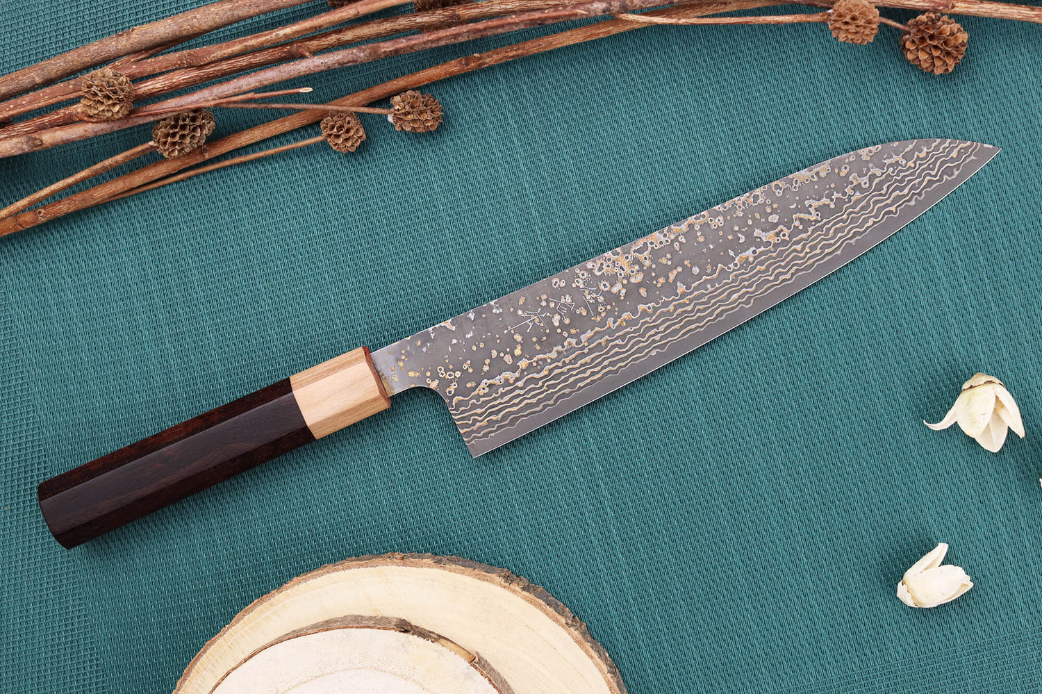 Couteau de chef 21cm japonais artisanal Takeshi Saji VG10 Gold