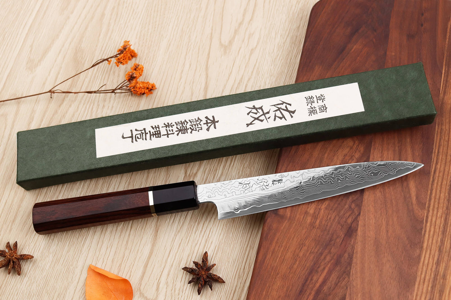 Couteau universel 16,5cm japonais artisanal Sukenari SG2 damas