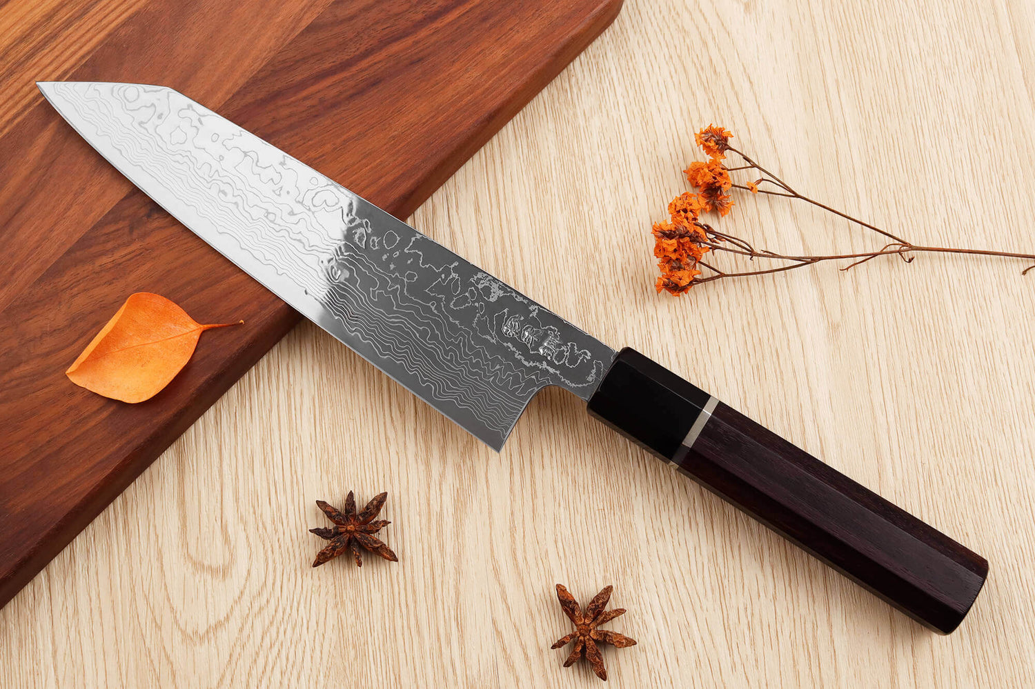Couteau de chef kiritsuke 21cm japonais artisanal Sukenari SG2 damas