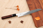 Couteau sujihiki kiritsuke 24cm japonais artisanal Sukenari SG2 damas