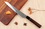 Couteau sujihiki kiritsuke 24cm japonais artisanal Sukenari SG2 damas