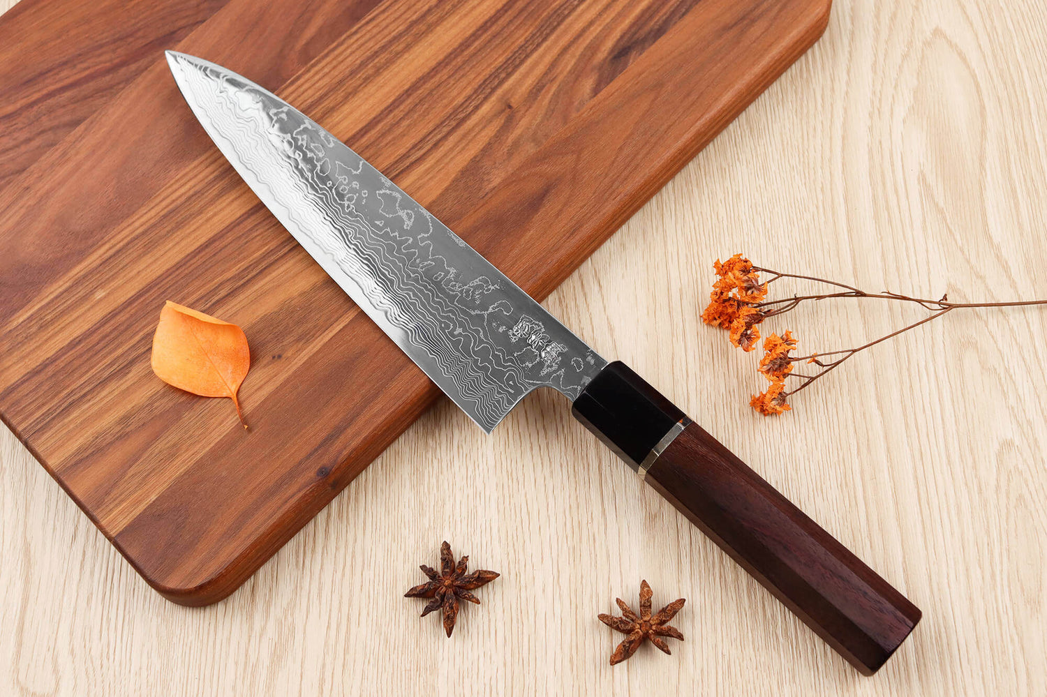 Couteau de chef 21cm japonais artisanal Sukenari SG2 damas