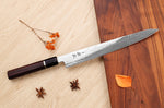 Couteau sujihiki kiritsuke 27cm japonais artisanal Sukenari SG2 damas