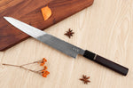 Couteau sujihiki kiritsuke 27cm japonais artisanal Sukenari SG2 damas