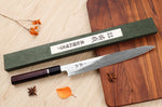 Couteau sujihiki kiritsuke 27cm japonais artisanal Sukenari SG2 damas