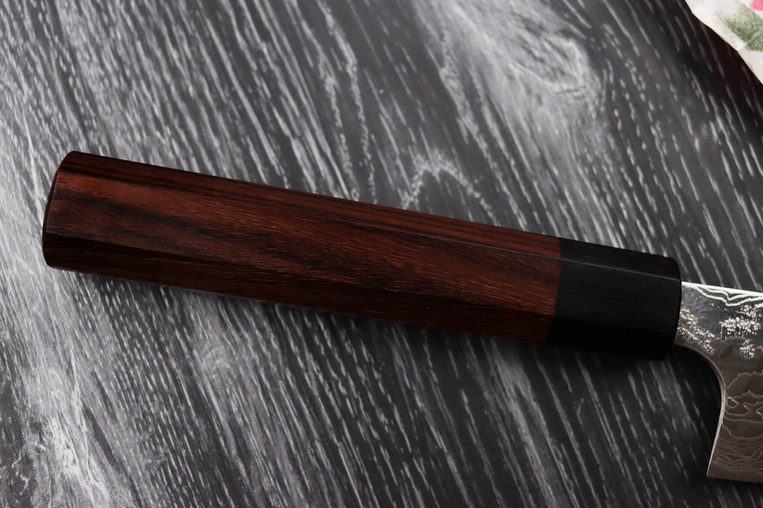 Couteau sujihiki japonais artisanal Takeshi Saji R2 Damas 27cm