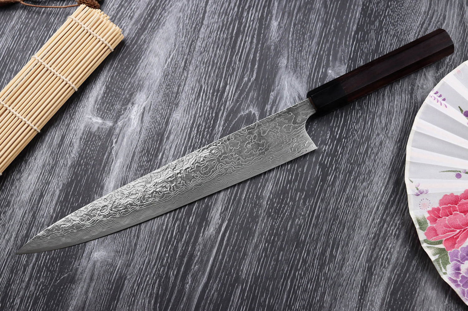 Couteau sujihiki japonais artisanal Takeshi Saji R2 Damas 27cm