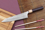 Couteau de chef japonais artisanal martelé Yu Kurosaki senko 21cm acier SG2