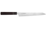 Couteau sujihiki kiritsuke 27cm japonais artisanal Sukenari ZDP-189 damas manche en ébène