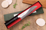 Couteau santoku 19,5cm japonais artisanal Sukenari ZDP-189 damas manche en ébène