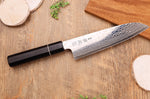 Couteau santoku 19,5cm japonais artisanal Sukenari ZDP-189 damas manche en ébène