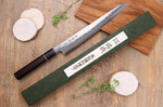Couteau sujihiki kiritsuke 27cm japonais artisanal Sukenari ZDP-189 damas manche en ébène
