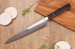 Couteau sujihiki kiritsuke 27cm japonais artisanal Sukenari ZDP-189 damas manche en ébène
