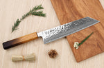 Couteau de chef kiritsuke 21cm japonais artisanal Wusaki Yaketa AUS10 damas