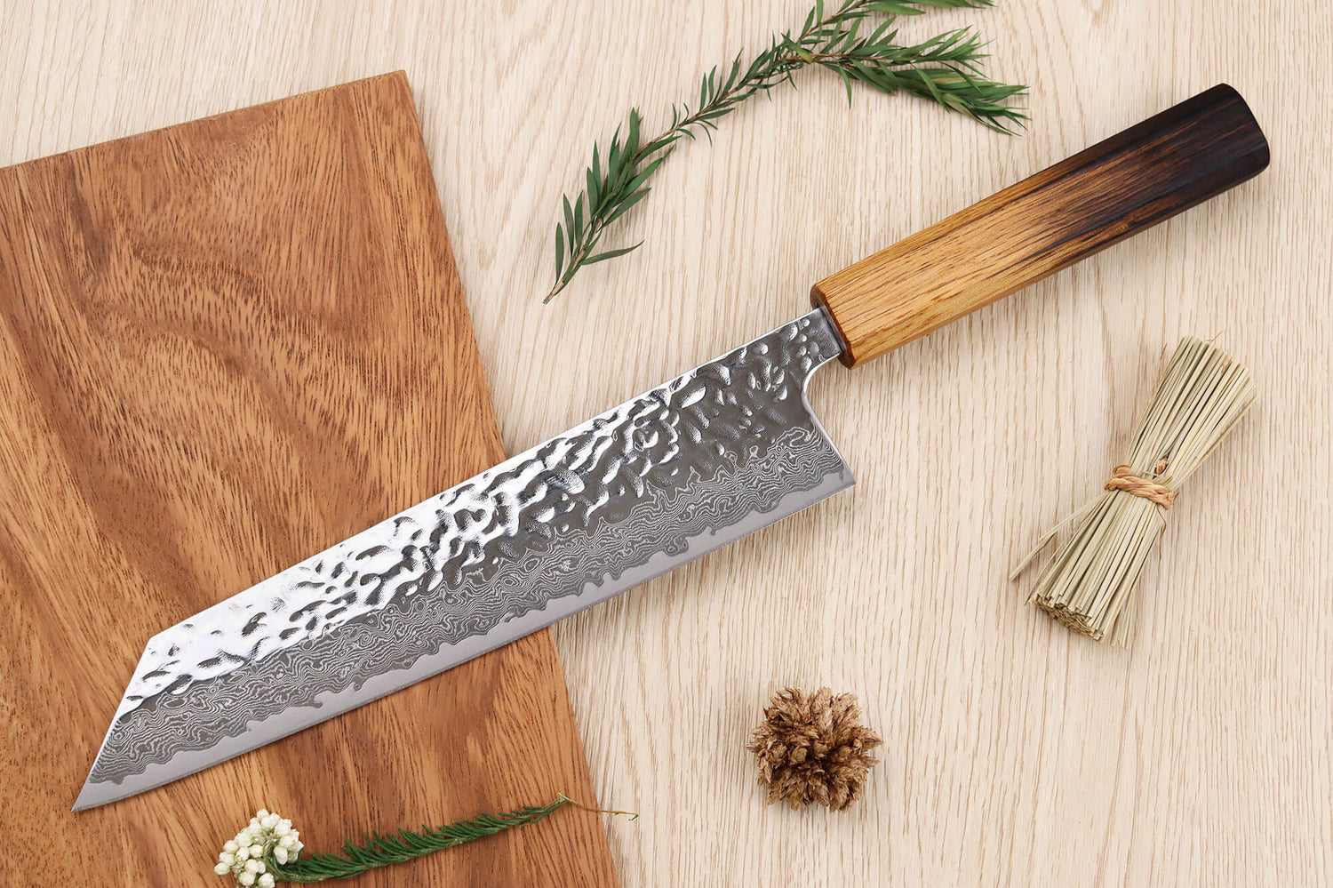 Couteau de chef kiritsuke 21cm japonais artisanal Wusaki Yaketa AUS10 damas