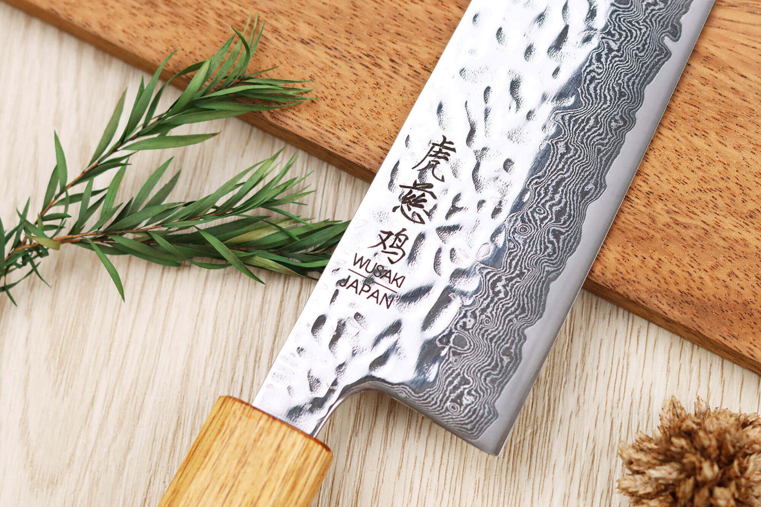 Couteau de chef kiritsuke 21cm japonais artisanal Wusaki Yaketa AUS10 damas