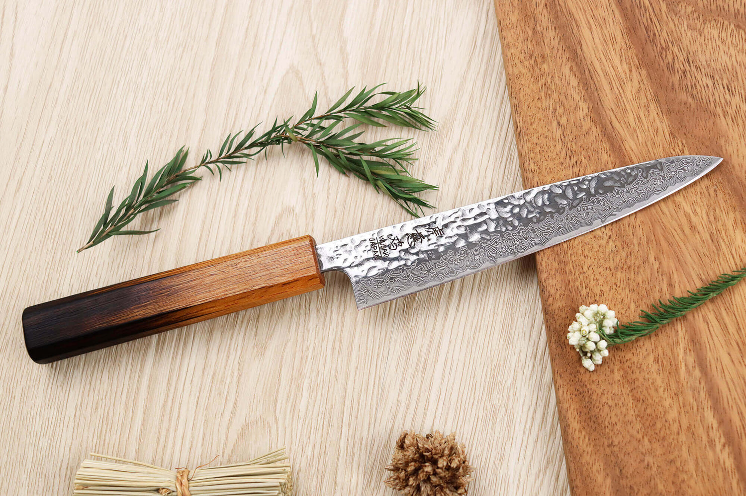 Couteau universel japonais artisanal Wusaki Yaketa AUS10 damas 15cm
