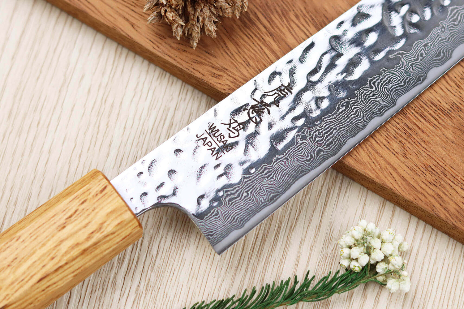 Couteau sujihiki japonais artisanal Wusaki Yaketa AUS10 damas 27cm