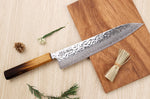 Couteau de chef japonais artisanal Wusaki Yaketa AUS10 damas 24cm
