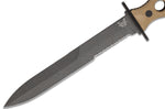 Couteau Benchmade SOCP 185SBK_1 lame semi-dentée 18cm manche ajouré en G10 taupe avec étui