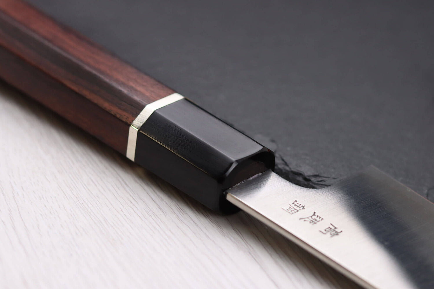 Couteau de chef 21cm japonais artisanal Sukenari HAP40 San Maï manche en bois de rose