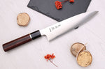 Couteau de chef 21cm japonais artisanal Sukenari HAP40 San Maï manche en bois de rose