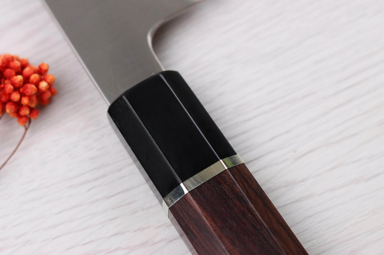 Couteau de chef kiritsuke 21cm japonais artisanal Sukenari HAP40 San Maï manche en bois de rose