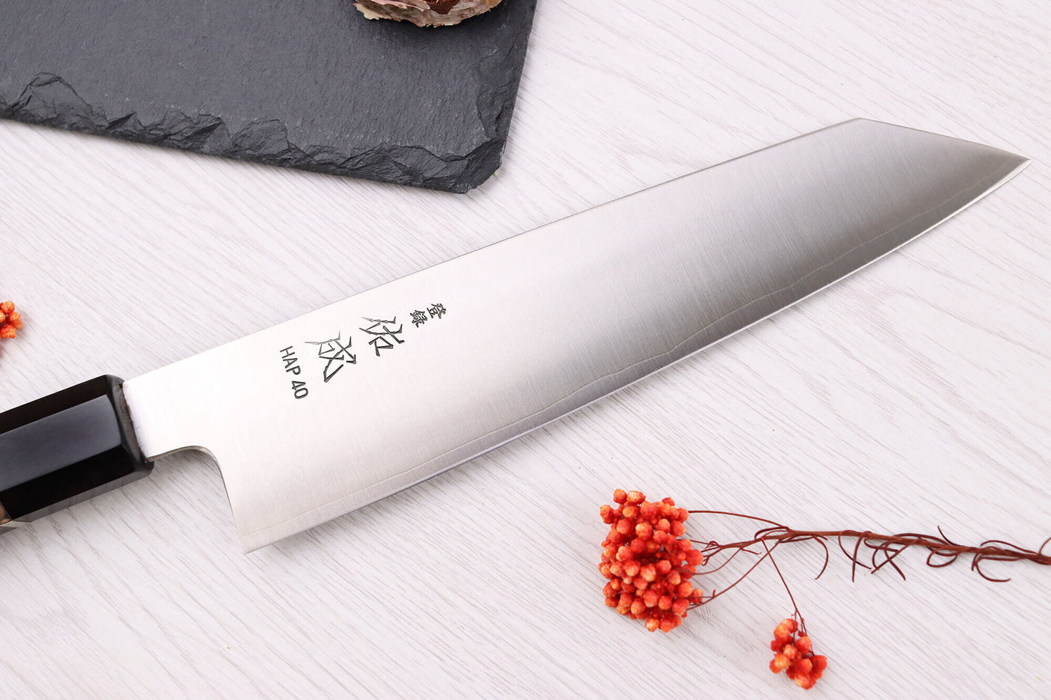 Couteau de chef kiritsuke 21cm japonais artisanal Sukenari HAP40 San Maï manche en bois de rose