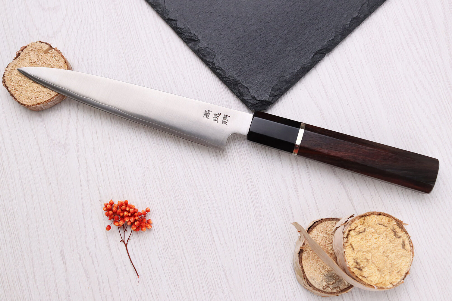 Couteau universel 16,5cm japonais artisanal Sukenari HAP40 San Maï manche en bois de rose