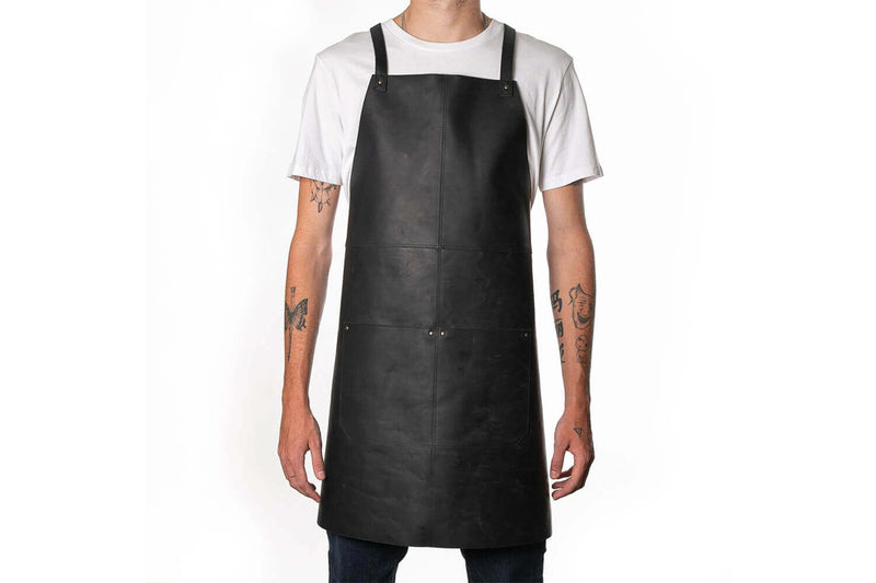 Tablier de cuisine Alaskan Maker n°932 vintage en cuir - Noir