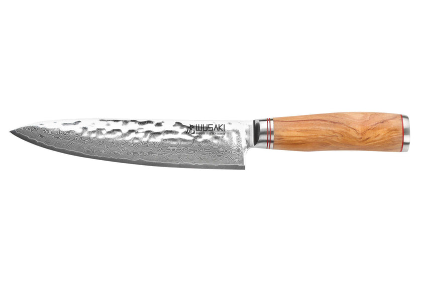 Couteau de chef Wusaki Damas 10Cr 20 cm manche en olivier